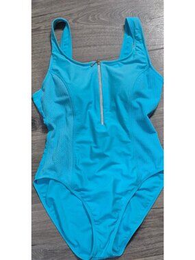 Sand & Sun Zip-up One-piece Bathingsuit Swimsuit Women's Size Large NWOT
